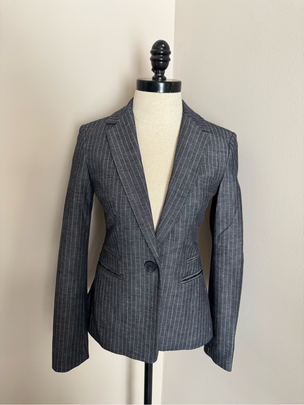 Express Gray Pinstripe Single-Button Blazer
